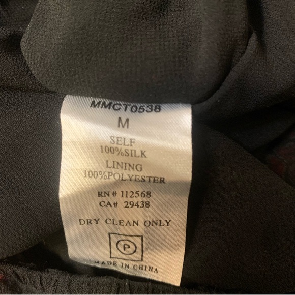 MM Couture By Miss Me Black Embroidered Sheer 100% Silk Top Size Medium - Picture 13 of 14